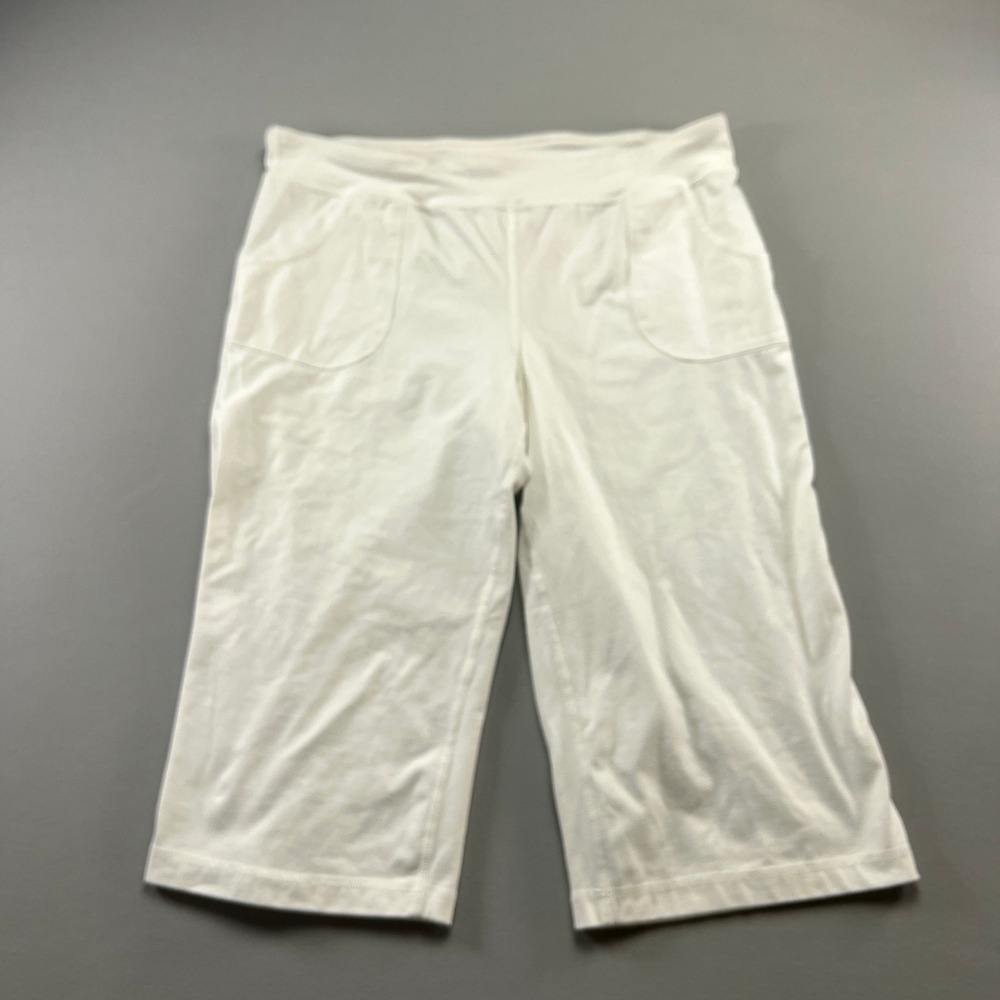 Mix & Co Capri Pants Womens Large White Cotton Stretch Elastic Waist Pull On